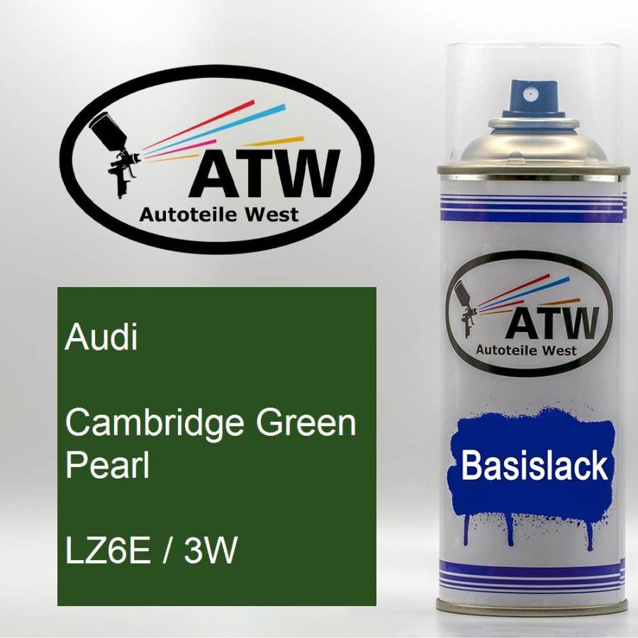 Audi, Cambridge Green Pearl, LZ6E / 3W: 400ml Sprühdose, von ATW Autoteile West.